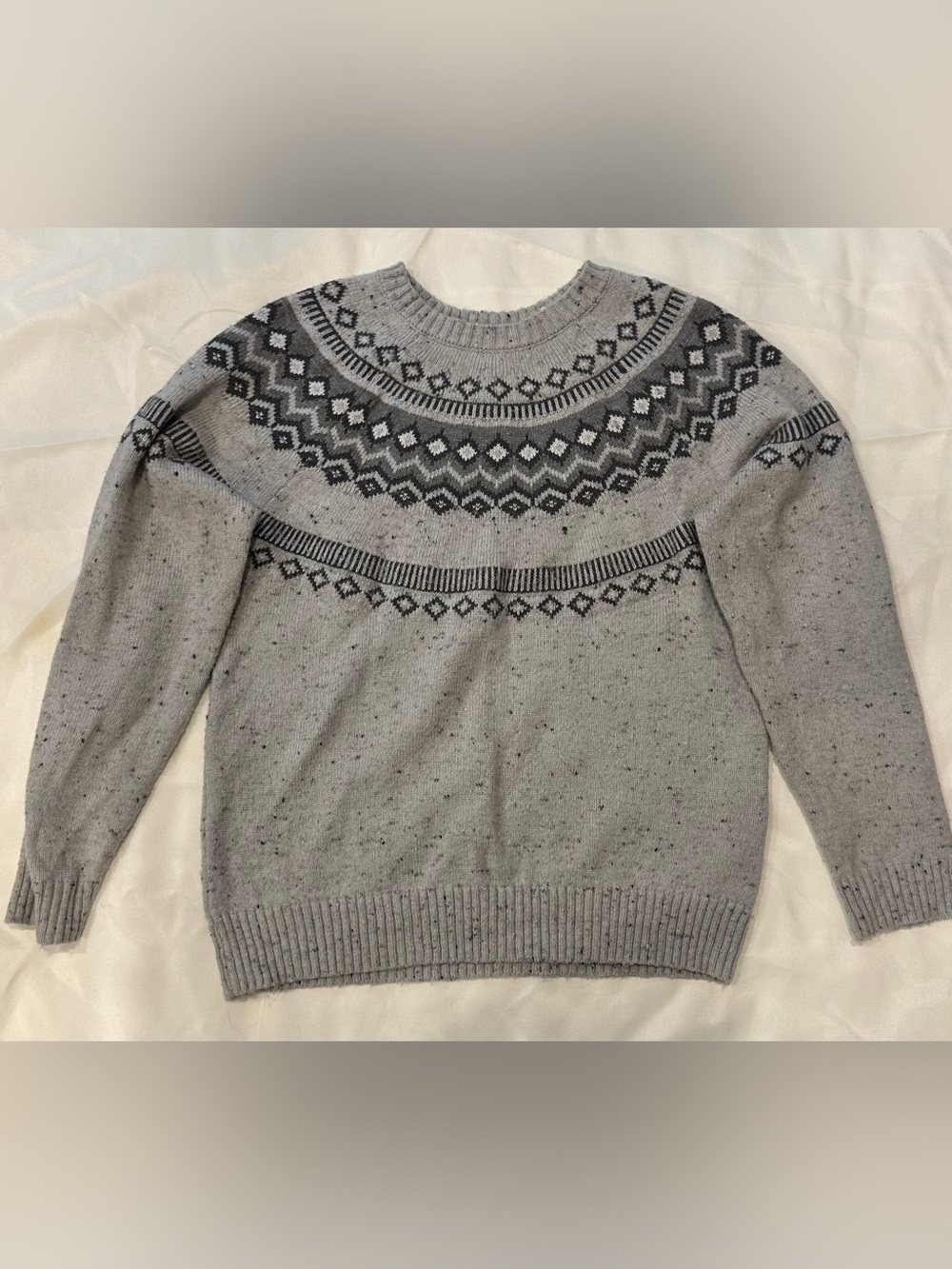 Weatherproof Women’s Grey Fair Isle Crewneck Sweater